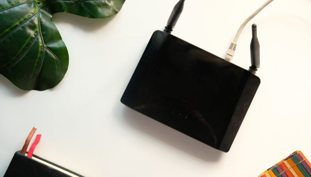 Router with cable attached to internet