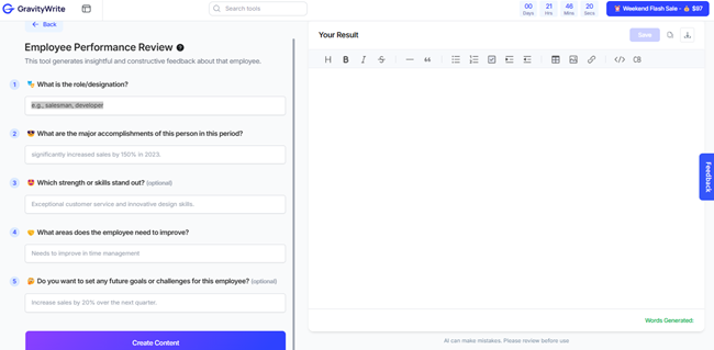 GravityWrite has a straightforward interface that doesn’t require detailed instructions on how to use it.