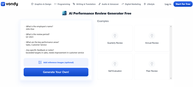 In addition to the review options, Vondy lets you generate your own report.