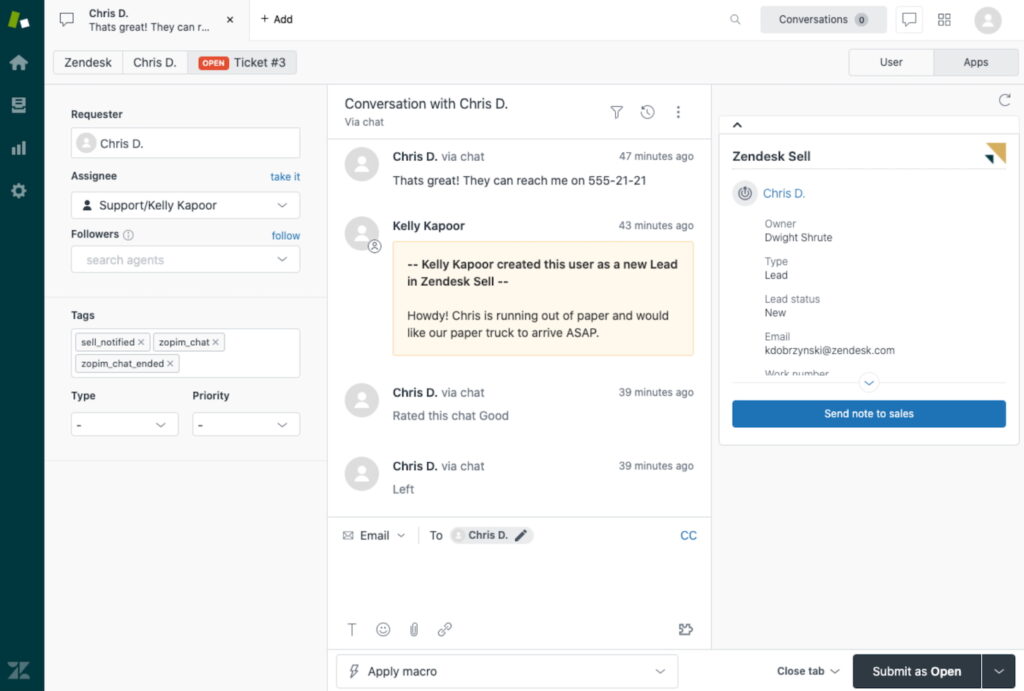 A mockup of Zendesk Sell's smart list with a button for bulk contact enrichment.
