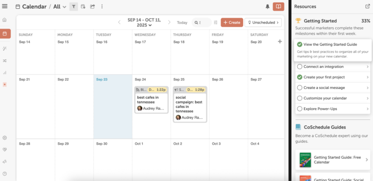 CoSchedule's social media content calendar.