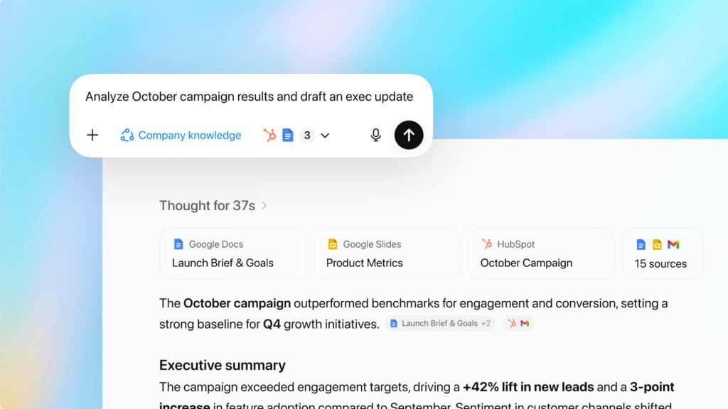 ChatGPT analyzing company data to create a detailed business report.
