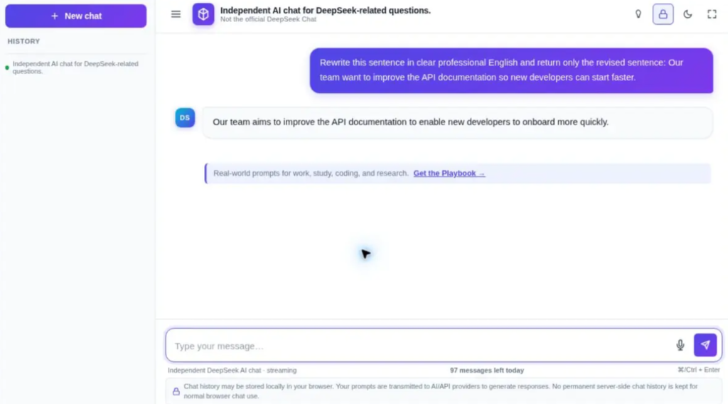 DeepSeek interface showing a detailed prompt used to surface insights.