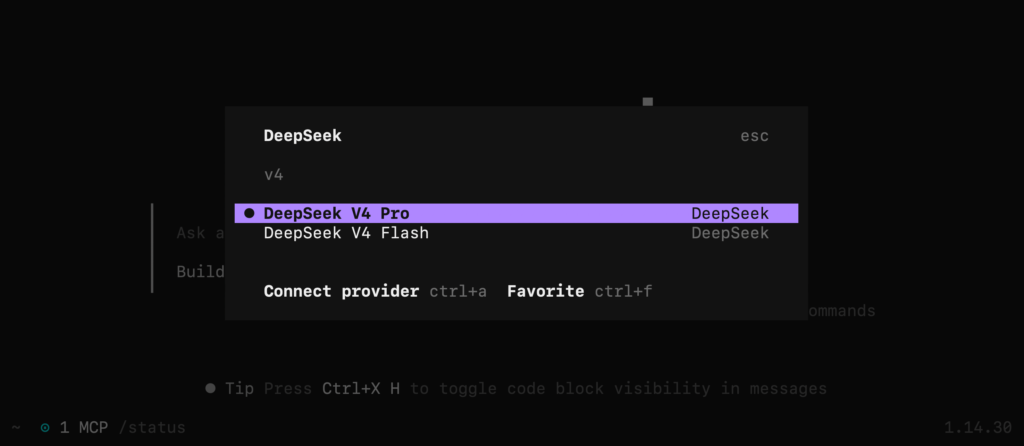 DeepSeek integration with OpenCode for building agentic workflows.