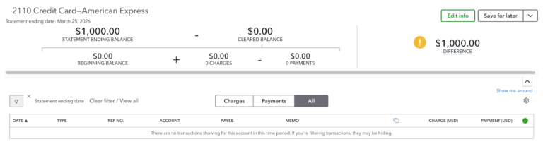 QuickBooks Online credit card reconciliation.
