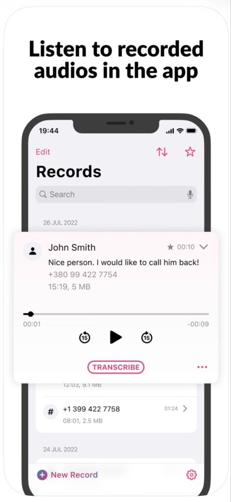 Cube ACR's call recording feature on iPhone