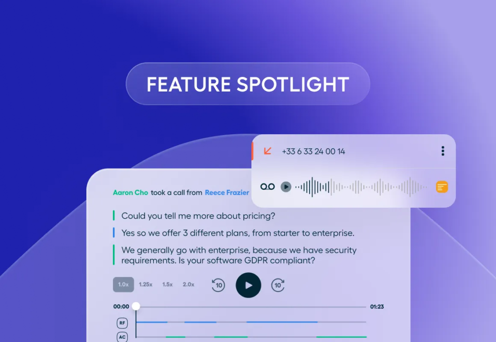 Aircall's call recording feature.
