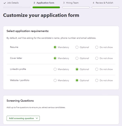 QuickBooks Workforce job posting tool.