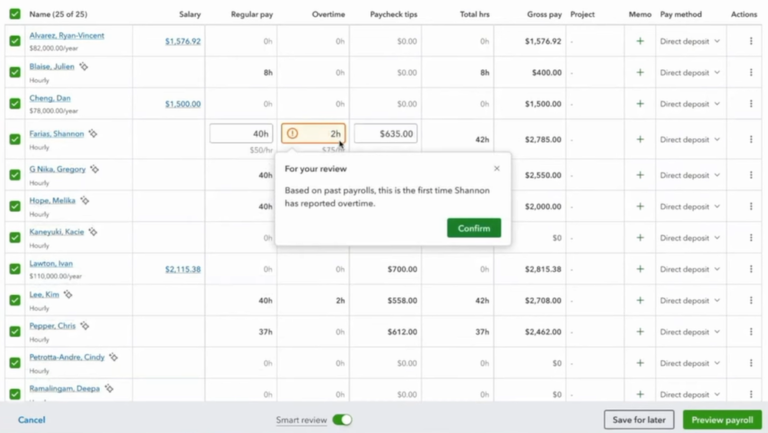 QuickBooks Workforce payroll AI alerts.