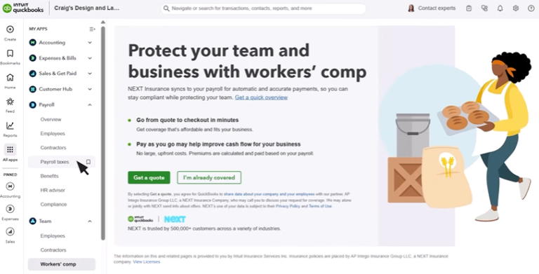 QuickBooks Workforce workers comp plans.