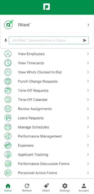 Paycom's IWant tool on mobile.