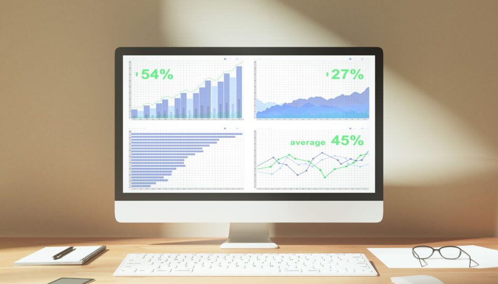 Modern Computer Screen Displaying Business Data Charts