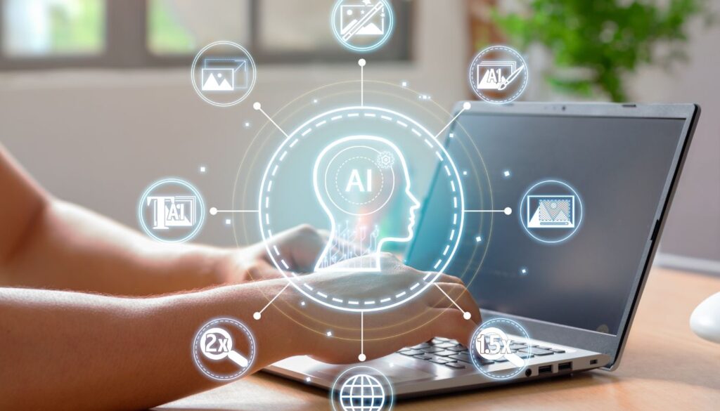 AI Technology Concept Using Laptop in the Workplace