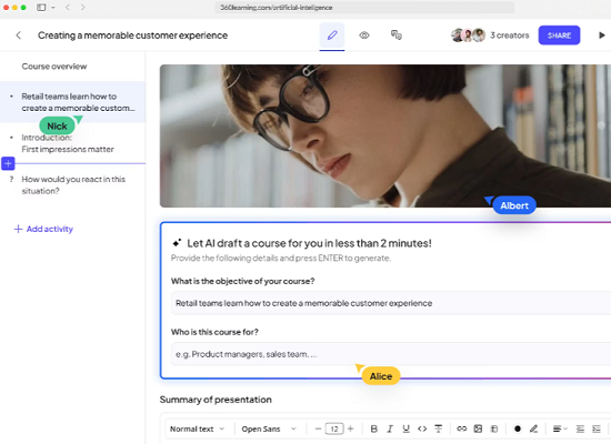 360Learning AI course creation tool.