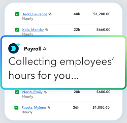 QuickBooks Payroll AI collecting hours alert.